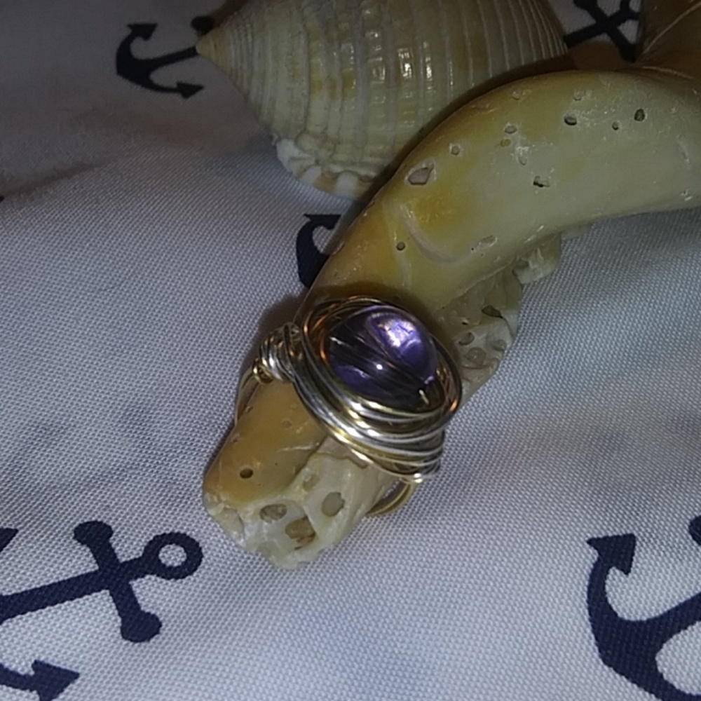 NWT Handmade Gold&Silver Glass Bead Ring - Picture 5 of 7
